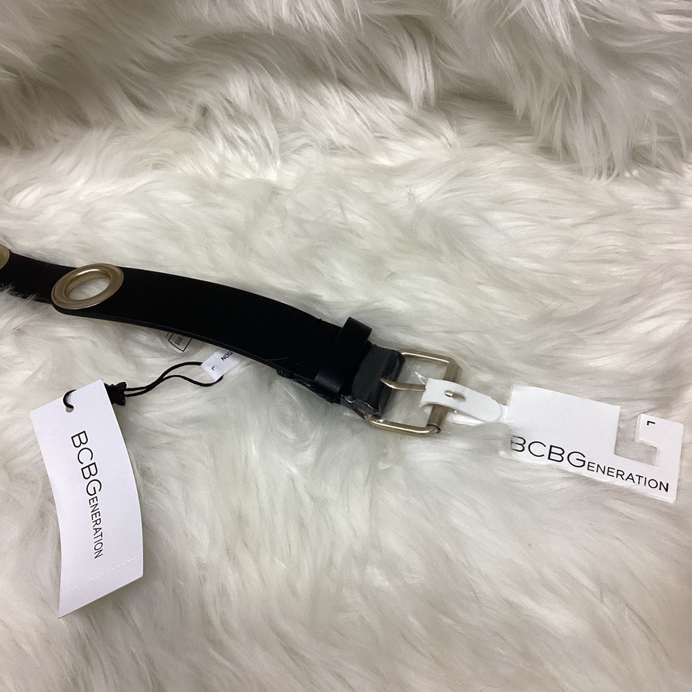 BCBG Black Belt with Gold/Brass Rings - Large - New with Tag - Picture 2 of 5